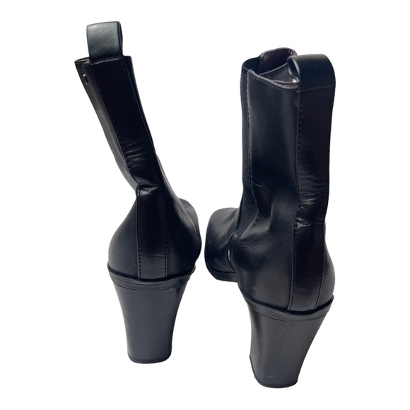 Tommy Hilfiger Square Toe Block Heel Leather Black Short Leather Boots Size 10M - Picture 3 of 13